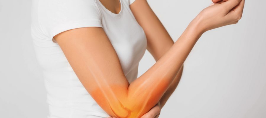 woman with bursitis elbow pain