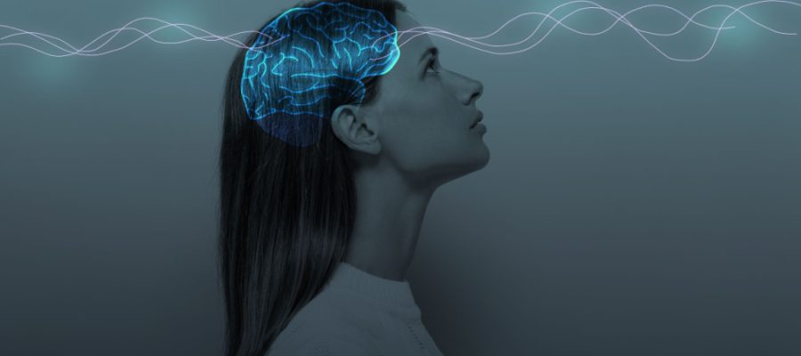 Brain Waves Going Through a Womans Brain